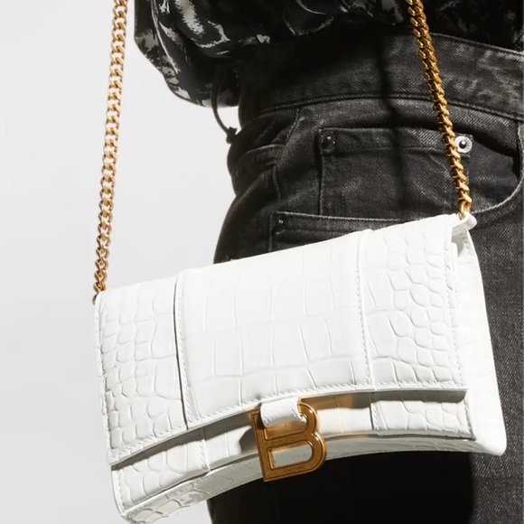 Balenciaga Hourglass Shiny Mock-Croc Chain Wallet - Picture 2 of 4